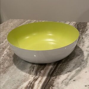 Metal Lime Green and White Bowl